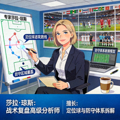 专家莎拉·琼斯 — 战术复盘高级分析师，擅长定位球与防守体系拆解